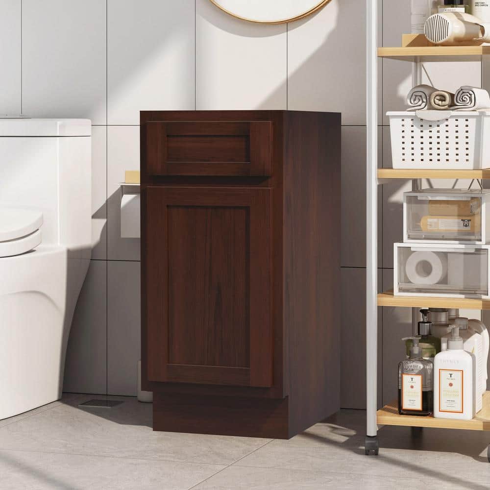 Vanity Art Montclair 1-Door and 1-Drawer Freestanding Shaker Bathroom Vanity Cabinet (No Top) in- Unassembled (3)