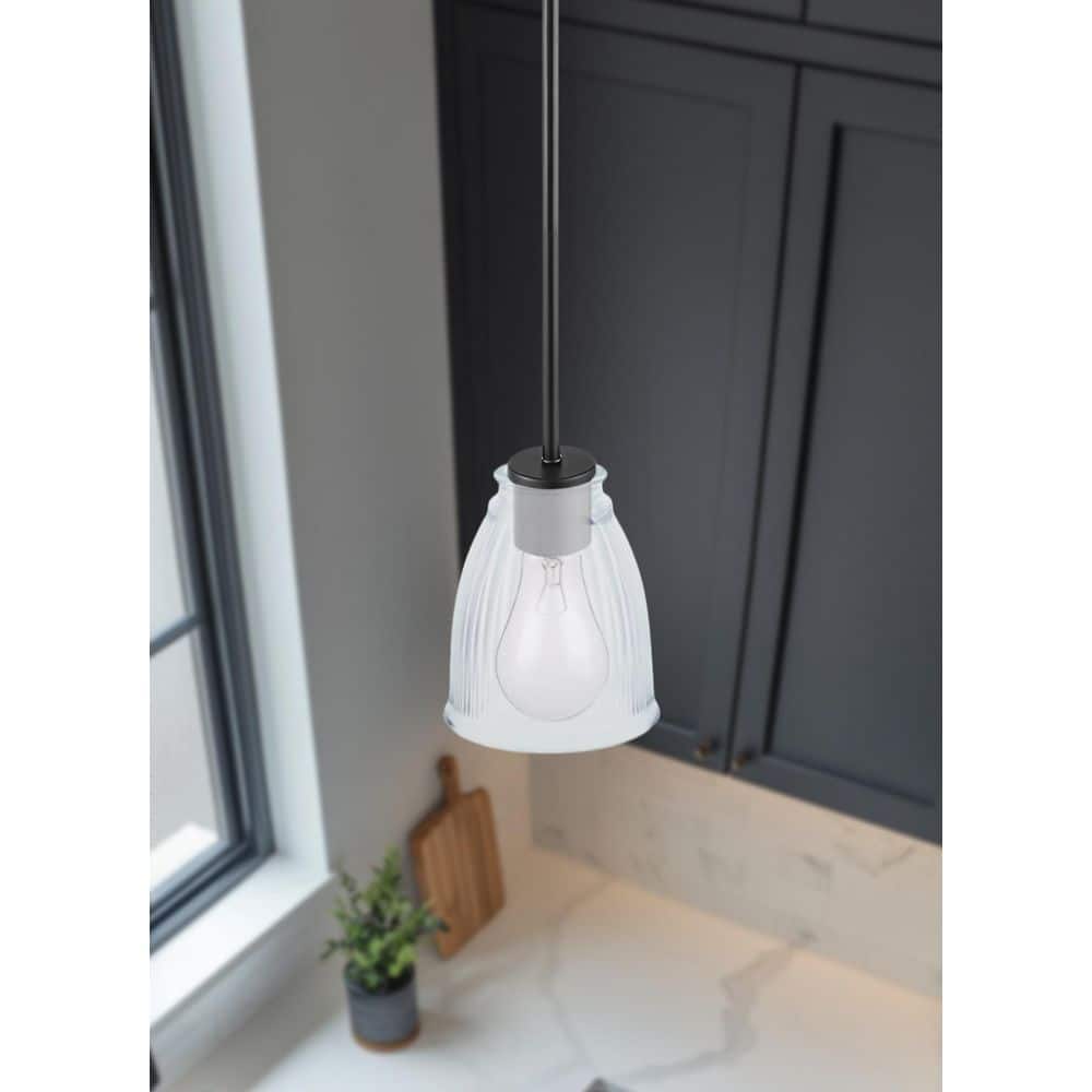 PRIVATE BRAND UNBRANDED 5 in. Clear Pleated Glass Bell Shaped Replacement Pendant Shade with 2.25 in. Lip Fitter (3)