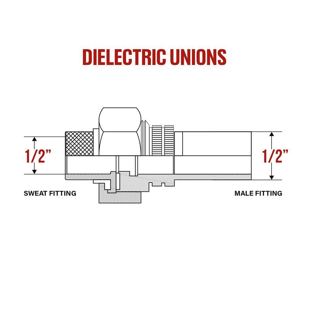 PLUMBFLEX 1/2 in. Male x Sweat Dielectric Union Zinc Coated Steel x Brass Union Fitting (3)