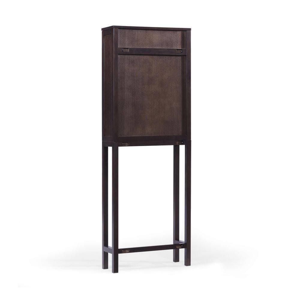 Teamson Home Hatteras 24 in. W x 68 in. H x 9 in. D Wood Over the Toilet Storage with 2-Doors and 2-Adjustable Shelves in Black (3)