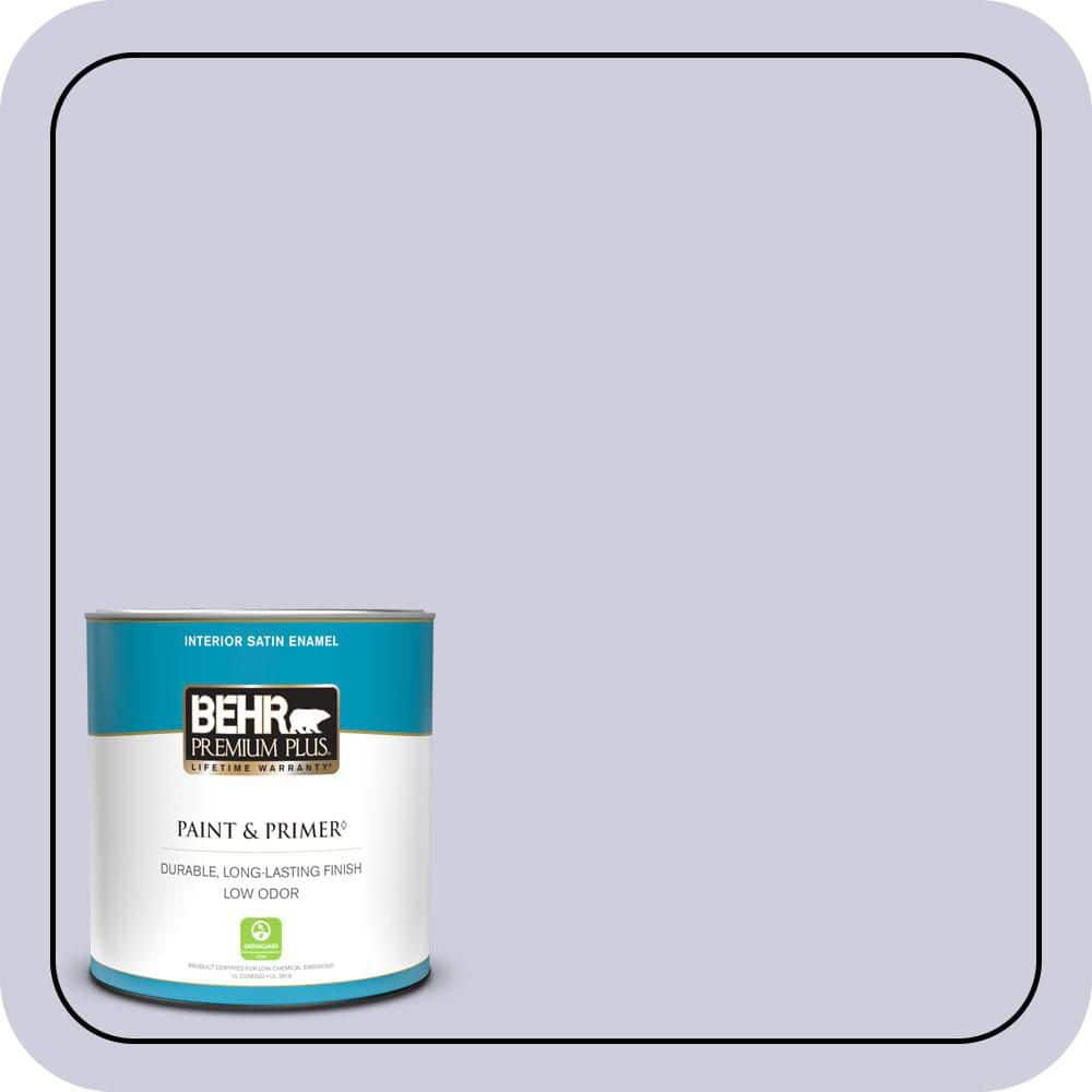 BEHR PREMIUM PLUS 1 qt. #640C-2 Lavender Sparkle Satin Enamel Low Odor Interior Paint & Primer