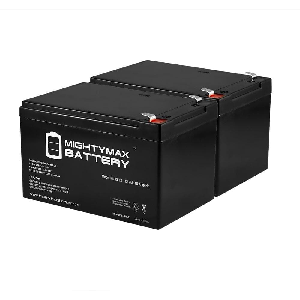 MIGHTY MAX BATTERY 12-Volt 15AH F2 Replaces Peg Perego John Deere Gator - 2 Pack