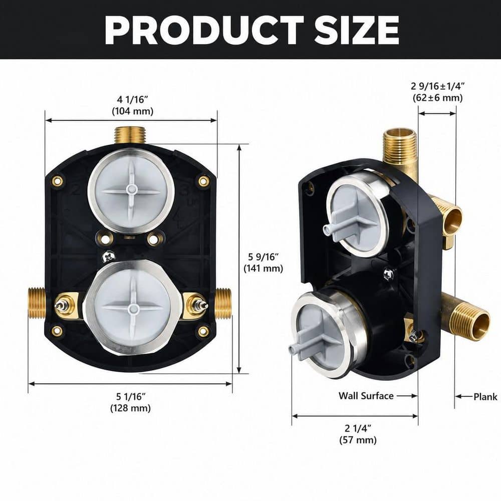 Wudkey Integrated Shower and Diverter Valve in Black for Integrated Diverter Valve Trim kit, Screwdriver Stops Included (2)