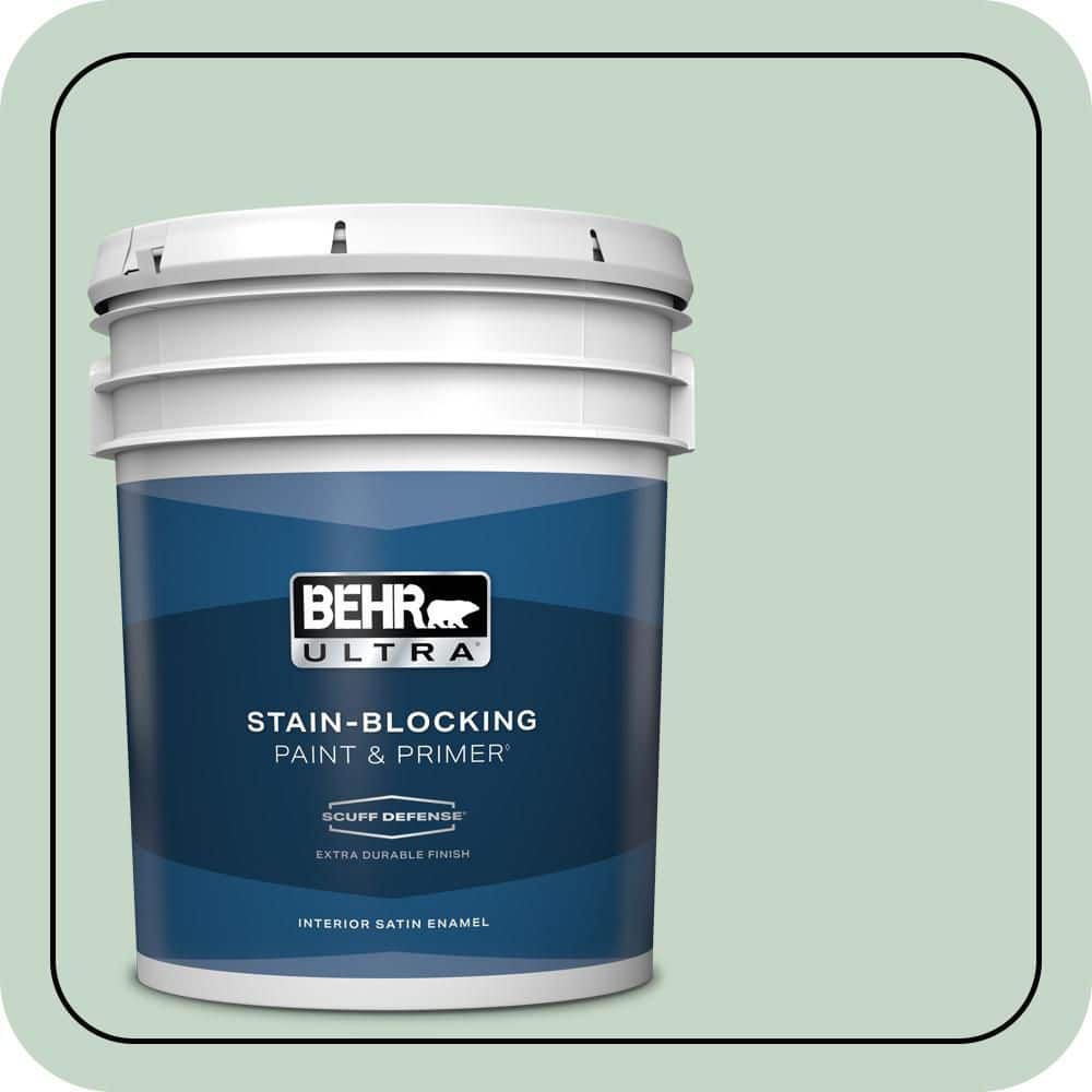 BEHR ULTRA 5 gal. #S410-2 New Moss Extra Durable Satin Enamel Interior Paint & Primer