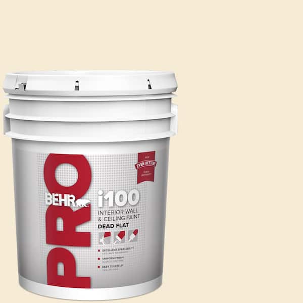 BEHR PRO 5 gal. #ICC-10 Vanilla Cream Dead Flat Interior Paint (2)