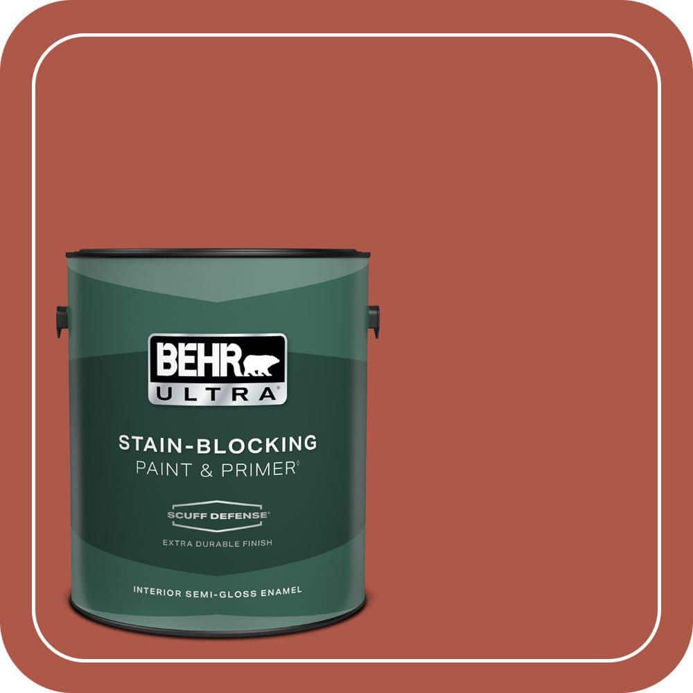 BEHR ULTRA 1 gal. #PPU2-14 Tibetan Orange Extra Durable Semi-Gloss Enamel Interior Paint & Primer