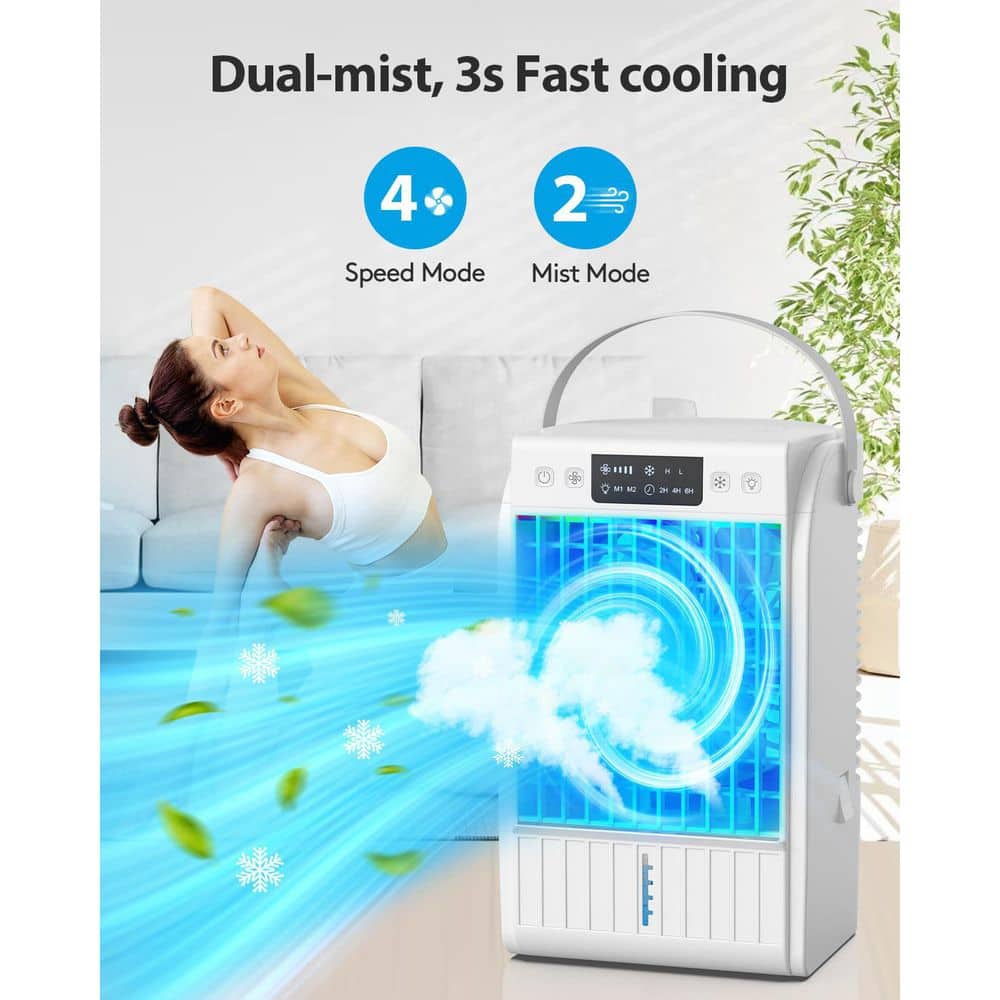 Adrinfly 4-IN-1 Portable Air Conditioner Cools with 1500mL Water Tank, 7 - Color Light, Suitable for Multiple Spaces No heat (2)