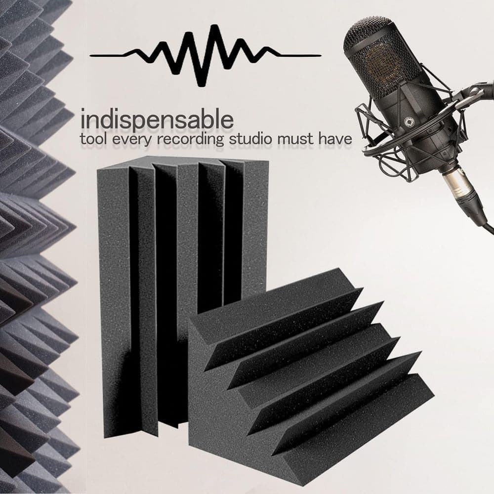 Laybus 12 in. x 7 in. x 7 in. Black Acoustic Foam Bass Traps (8-Pack), High Density Studio Foam, Superior Sound Control (3)