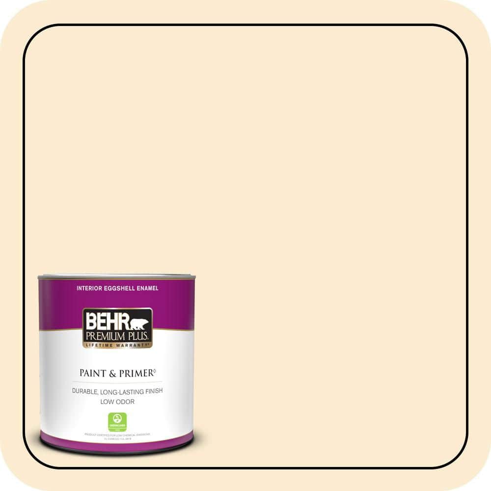 BEHR PREMIUM PLUS 1 qt. #OR-W04 Nice Cream Eggshell Enamel Low Odor Interior Paint & Primer