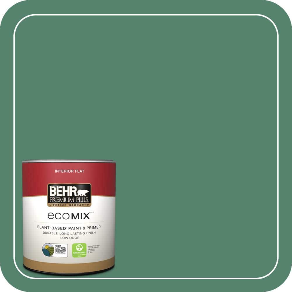 BEHR PREMIUM PLUS 1 qt. #M420-6 Tournament Field Flat EcoMix Plant-Based Interior Paint & Primer (1)