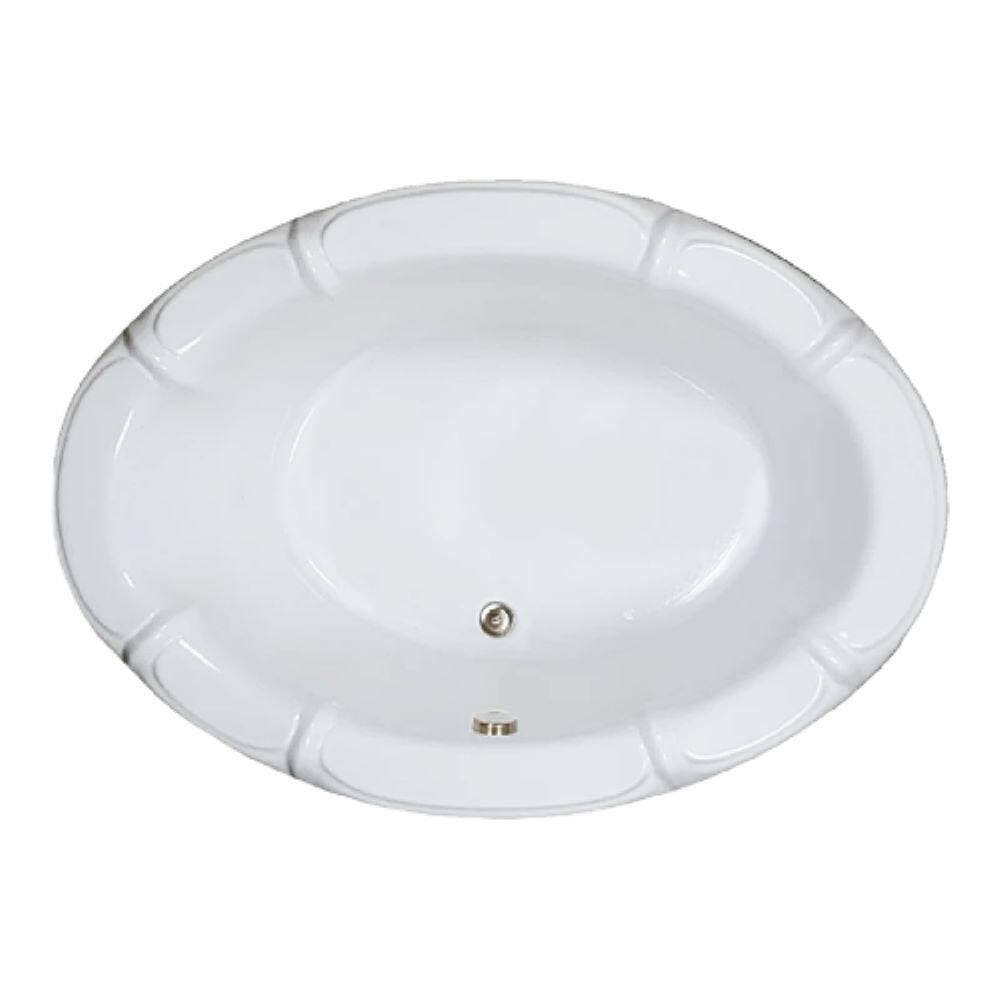 Comfortflo 68 in. x 48 in. Acrylic Oval Drop-in Soaking Bathtub with Center Drain in Bone (2)