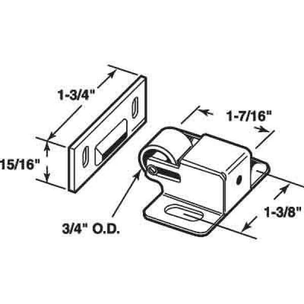 Prime-Line Cabinet Door Roller Catch, Satin Nickel Steel Housing and Strike, spring-loaded (2)