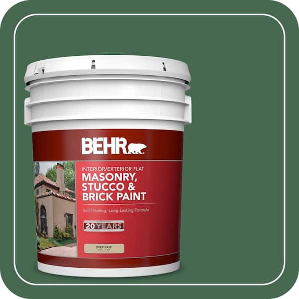 BEHR 5 gal. #M410-7 Perennial Green Flat Interior/Exterior Masonry, Stucco and Brick Paint (2)