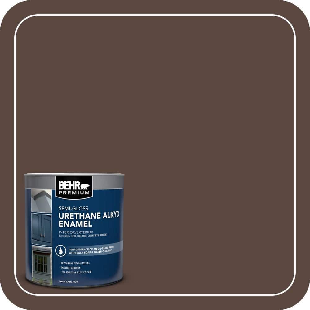 BEHR PREMIUM 1 qt. #N170-7 Baronial Brown Semi-Gloss Enamel Urethane Alkyd Interior/Exterior Paint (1)