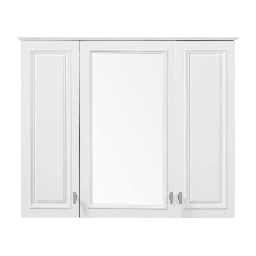 YSQCAR 35 in. W x 28.74 in. H Rectangular MDF Wall Medicine Cabinet with Mirror in White with Adjustable Shelves (1)
