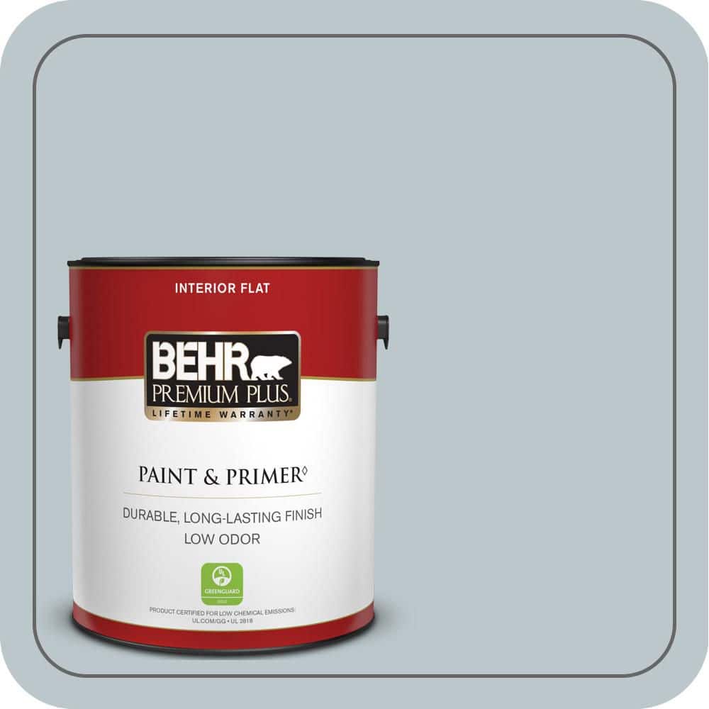 BEHR PREMIUM PLUS 1 gal. #PPH-42 Nautical Gray Flat Low Odor Interior Paint & Primer