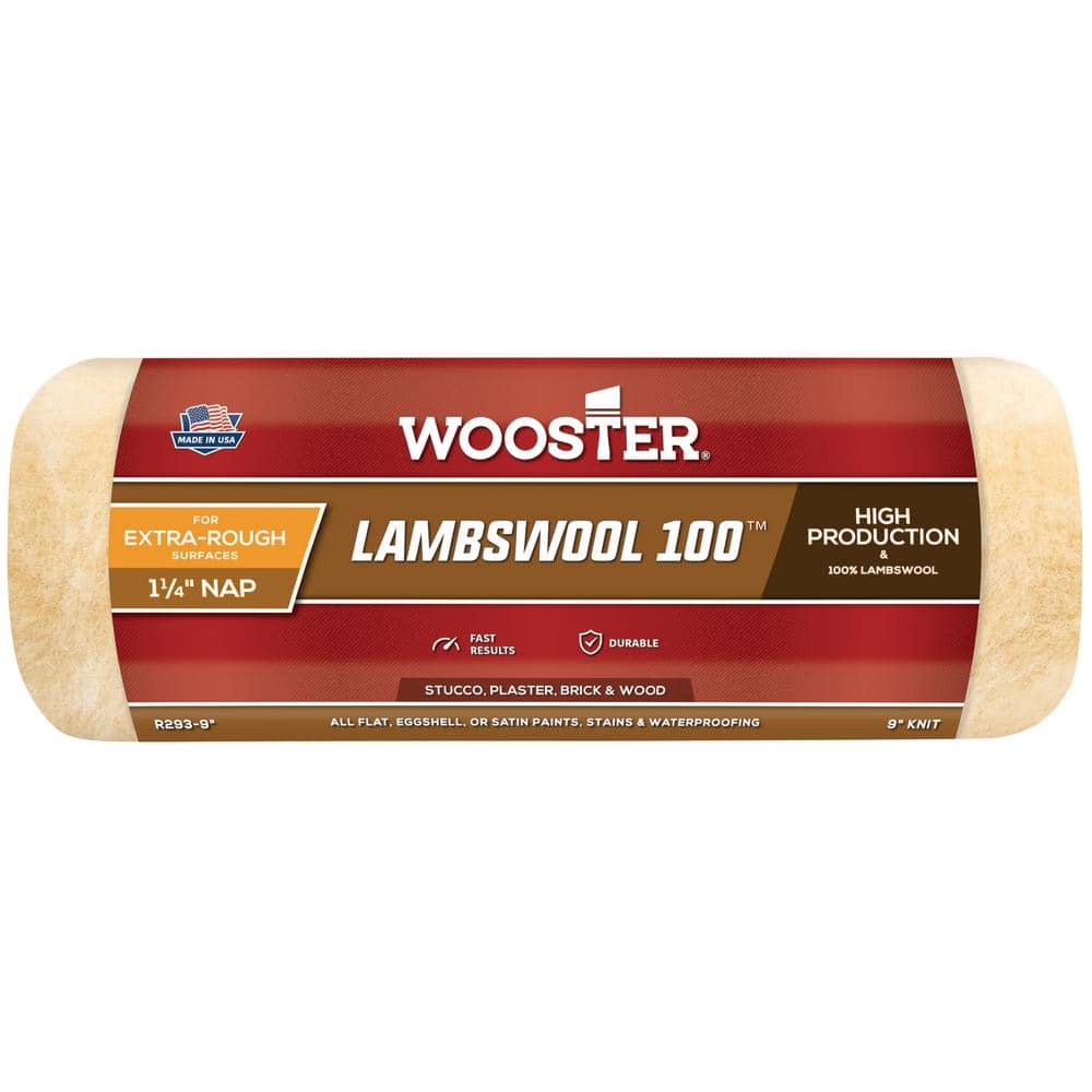 Wooster Lambswool 100 9 in. x 1-1/4 in. Wool Roller Cover (1)