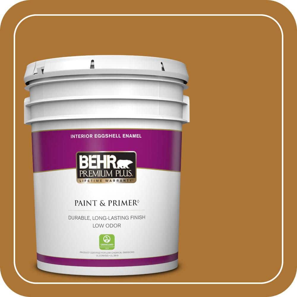 BEHR PREMIUM PLUS 5 gal. #S-H-320 Enchanting Ginger Eggshell Enamel Low Odor Interior Paint & Primer