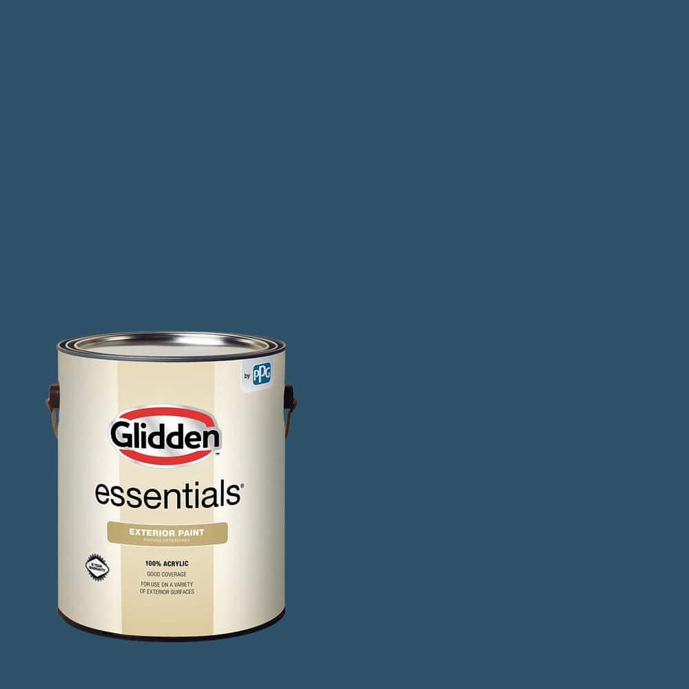 Glidden Essentials 1 gal. PPG1155-7 Blue Lava Satin Exterior Paint