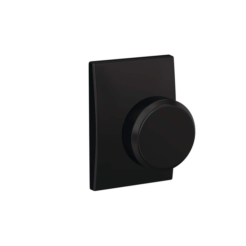 Schlage Custom Bowery Matte Black Combined Interior Door Knob with Century Trim