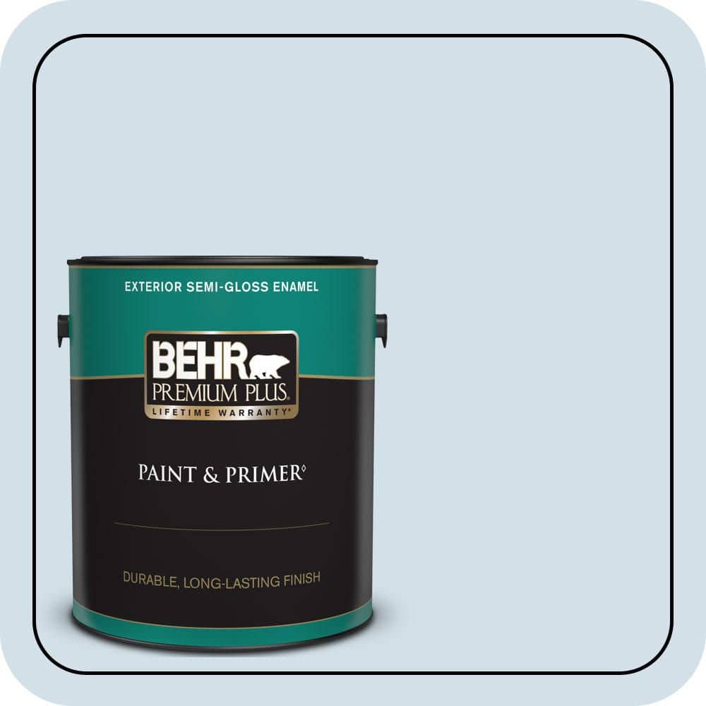 BEHR PREMIUM PLUS 1 gal. #580E-1 Rain Drop Semi-Gloss Enamel Exterior Paint & Primer