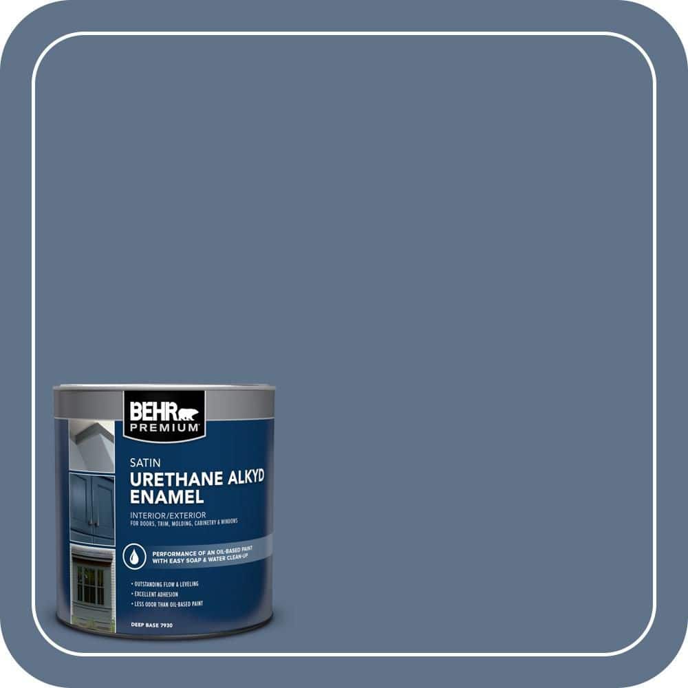 BEHR PREMIUM 1 qt. #580F-6 Lost Atlantis Satin Enamel Urethane Alkyd Interior/Exterior Paint (1)