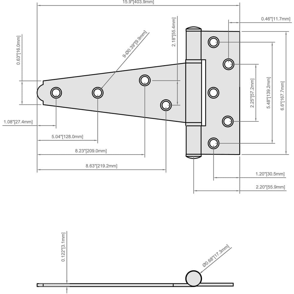 Everbilt 10 in. Zinc Plated Heavy-Duty Standard Tee Hinge (4)
