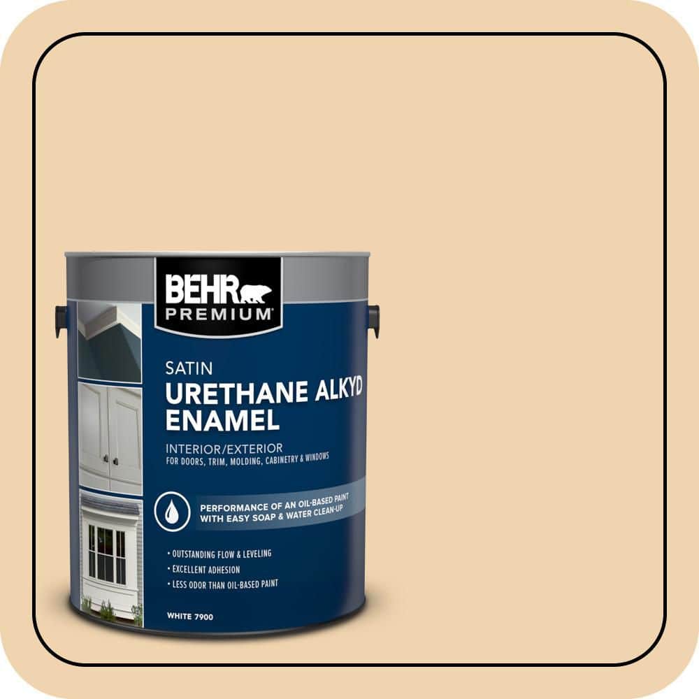 BEHR PREMIUM 1 gal. #M280-3 Champagne Wishes Urethane Alkyd Satin Enamel Interior/Exterior Paint (1)