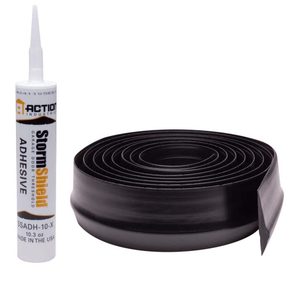 Action Industries Storm Shield 16 ft. Garage Door Threshold Weather Seal with 10.3 oz. Adhesive Caulk Tube