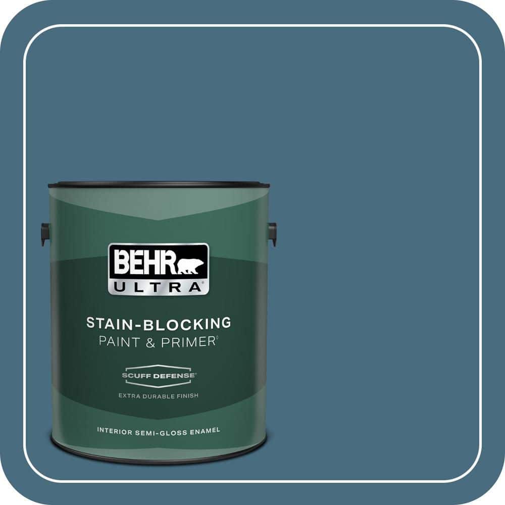 BEHR ULTRA 1 gal. #550F-6 Regatta Bay Extra Durable Semi-Gloss Enamel Interior Paint & Primer