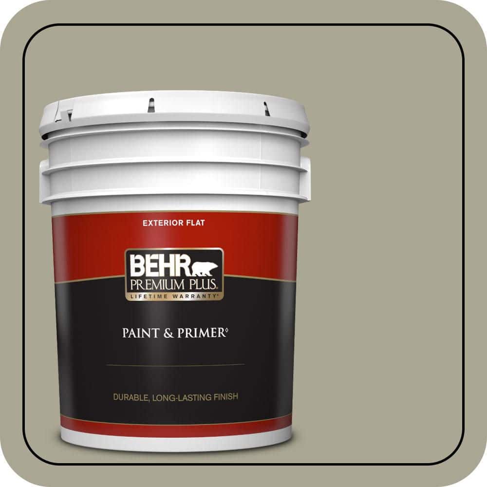 BEHR PREMIUM PLUS 5 gal. #N350-4 Jungle Camouflage Flat Exterior Paint & Primer