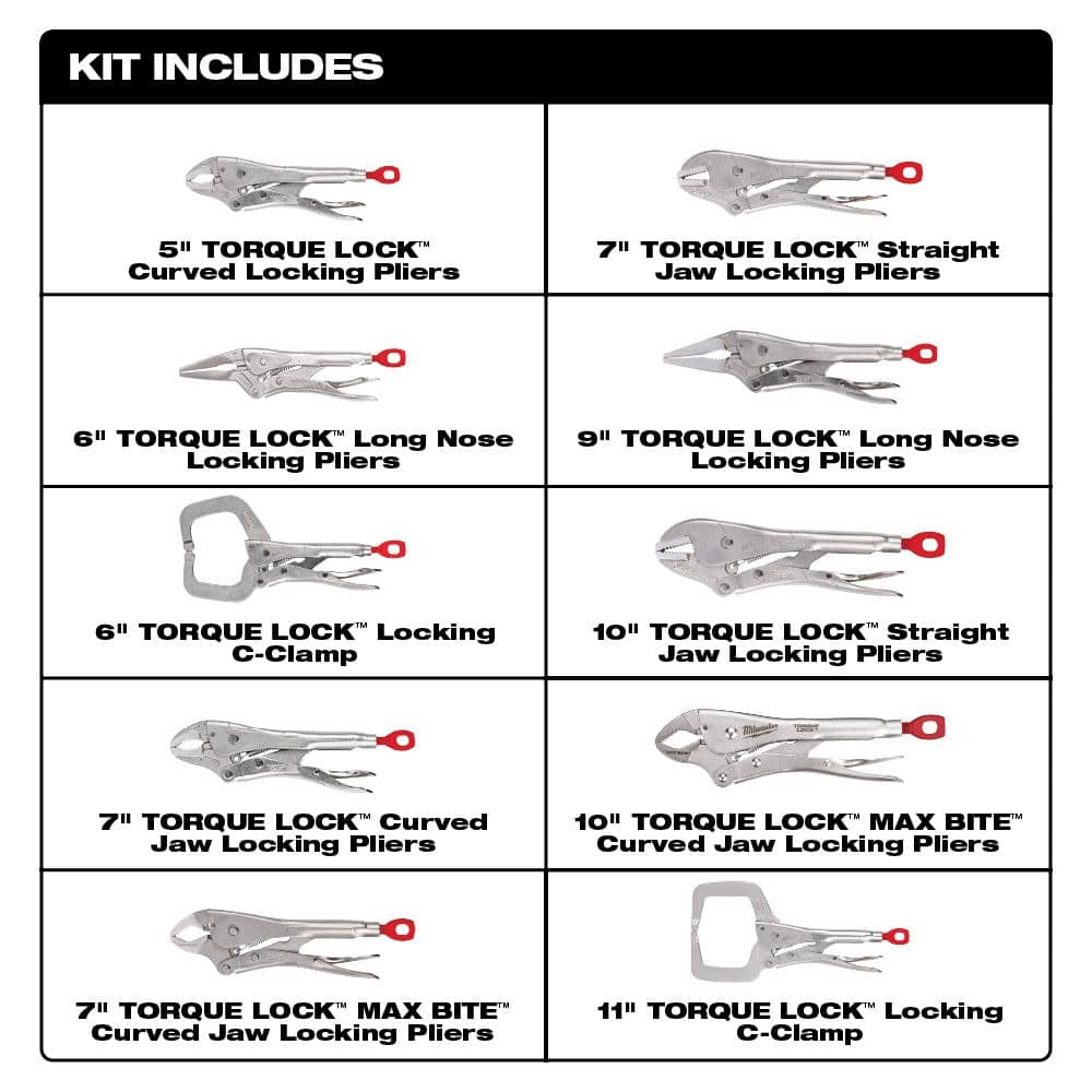 Milwaukee Torque Lock Locking Pliers Kit (10-Piece) with PACKOUT Backpack (2)