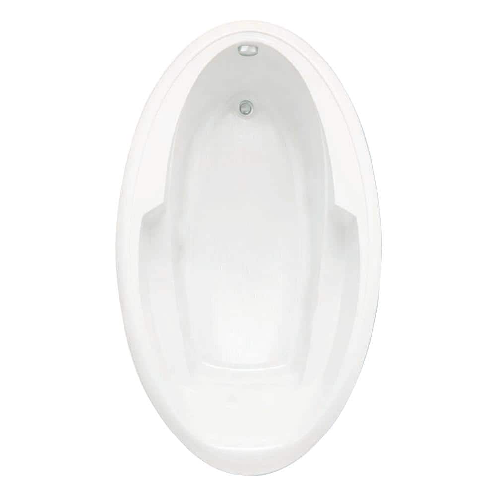 Aquatic Ariel III 72 in. x 41 in. Acrylic Reversible Drain Oval Drop-In Soaking Bathtub in White (2)