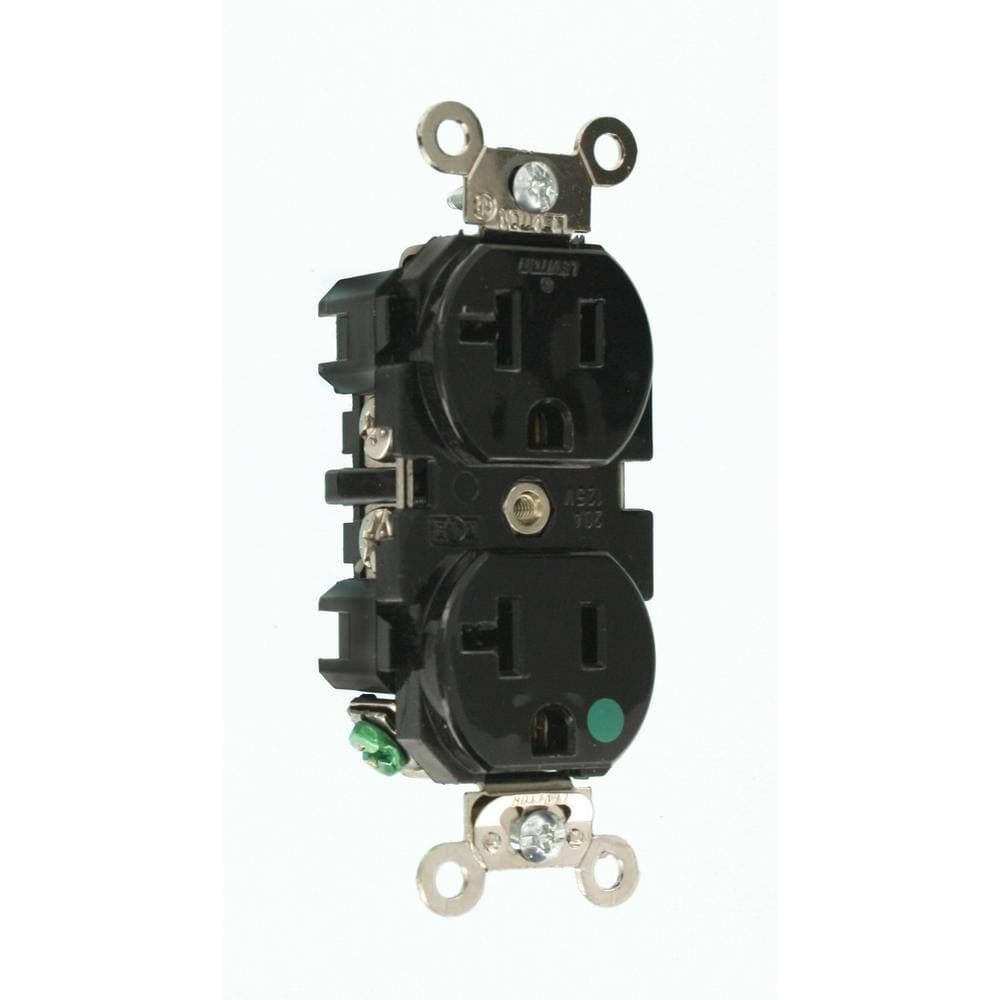 Leviton 20 Amp 125 V Hospital Grade Duplex Outlet/Receptacle, Black (1-Pack) 8300-E (2)
