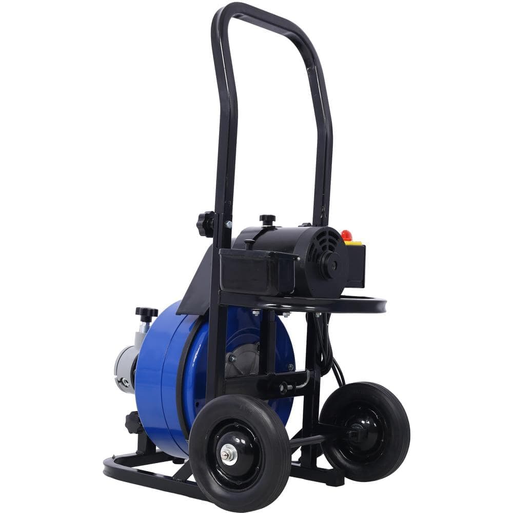 YONKI SUNSHIN INC Electric Drain Auger 60ft. x 1/2 in. Drain Cleaner Machine & 4 Cutter and Foot Switch with Wheel for 1 in. to 4 in. Pipe (3)