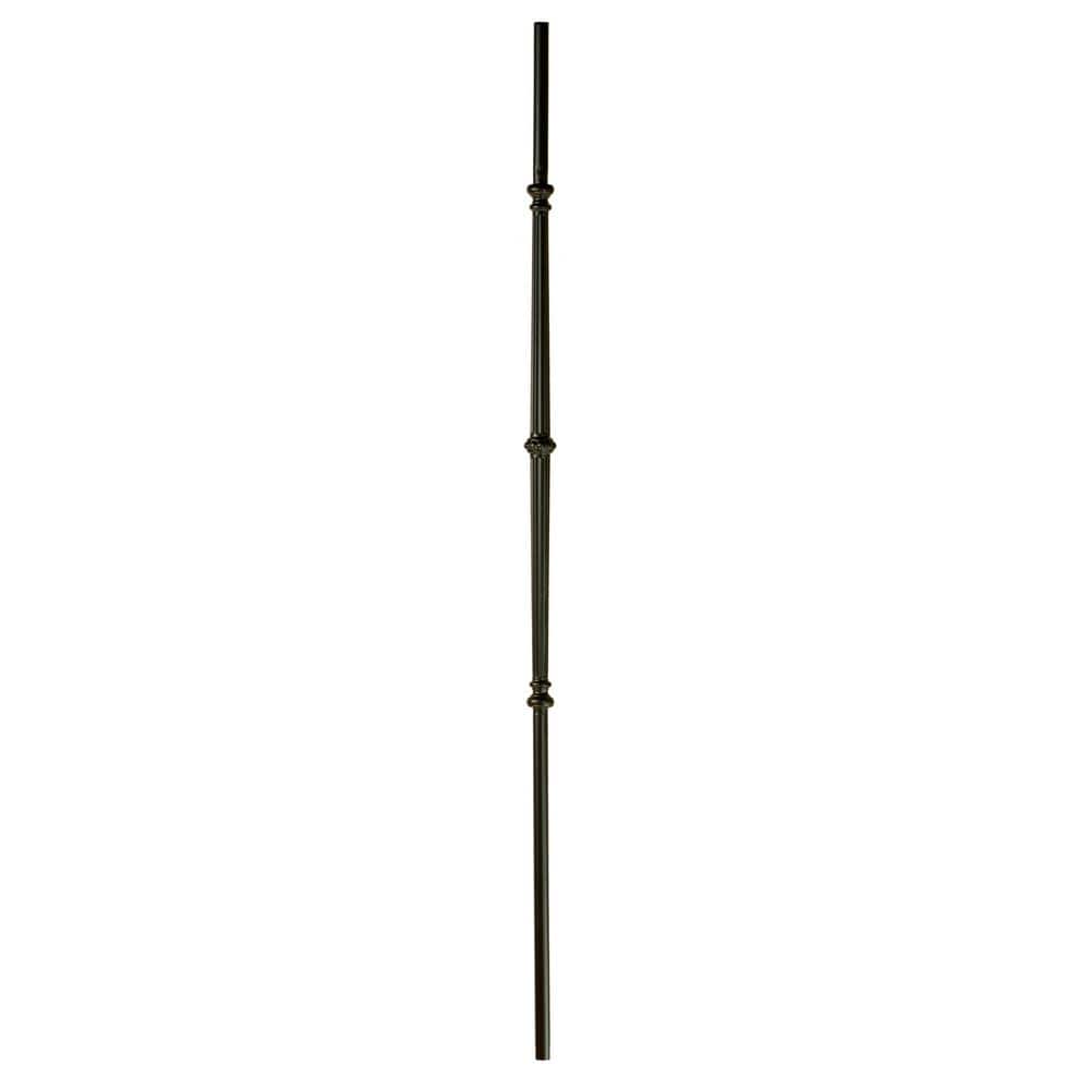 WM Coffman 44 in. x 5/8 in. Satin Black Round Venetian Fluted with Knuckle Hollow Iron Baluster