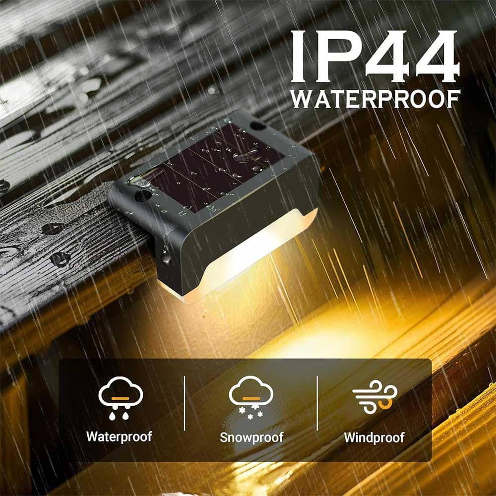 Afoxsos Solar Deck and Step Lights Waterproof LED for Outdoor Fence Balcony Patio Railing Porch Yard Pathway Warm White 16 Pack (3)
