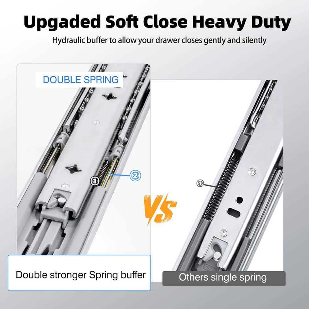 LAIFUCAM 53mm Width 16 in. Galvanized Steel Undermount Soft-Close Heavy Duty Full Extension Drawer Slides Ball Bearing 1 Pair (3)
