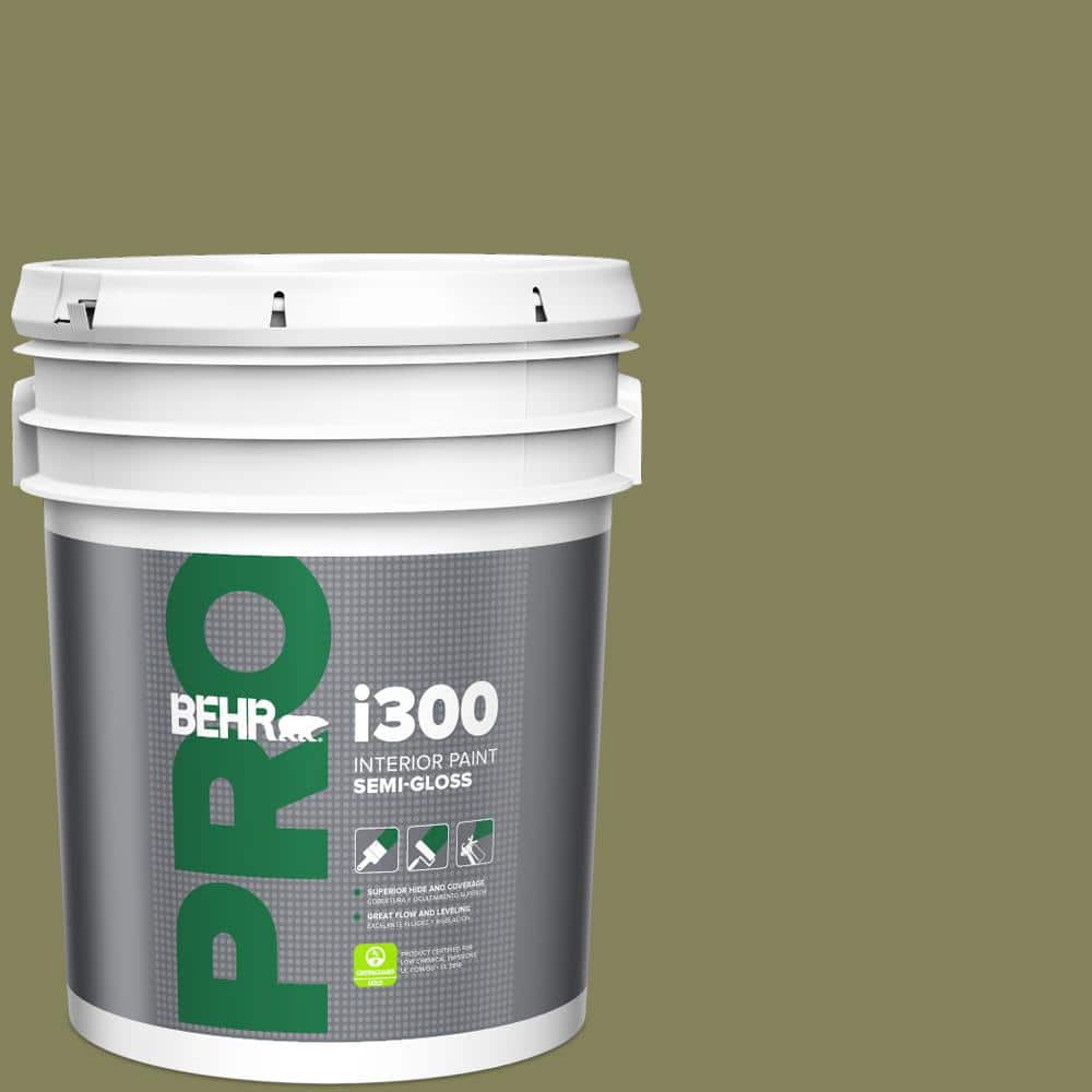 BEHR PRO 5 gal. #PMD-47 Martini Olive Semi-Gloss Interior Paint