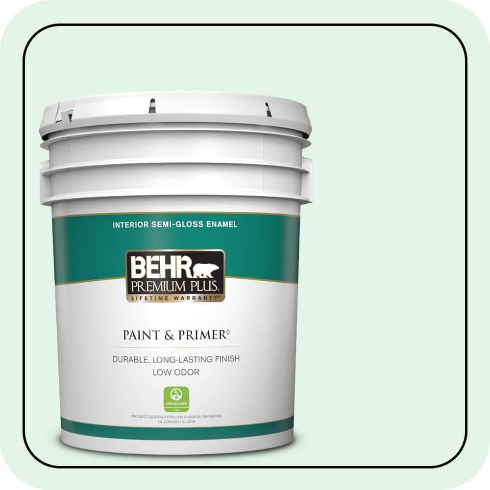 BEHR PREMIUM PLUS 5 gal. #470A-1 Window Pane Semi-Gloss Enamel Low Odor Interior Paint & Primer