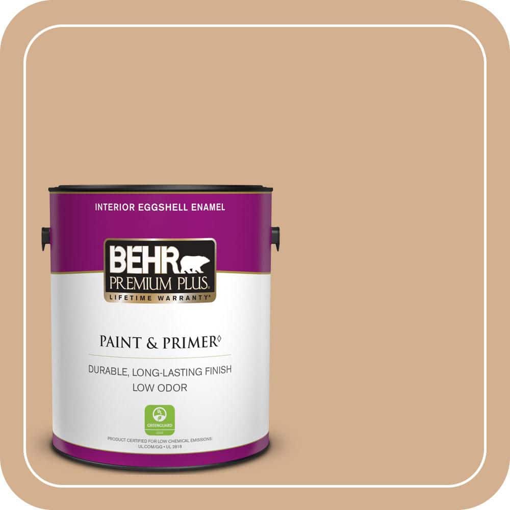 BEHR PREMIUM PLUS 1 gal. #MQ2-04 Butterscotch Amber Eggshell Enamel Low Odor Interior Paint & Primer