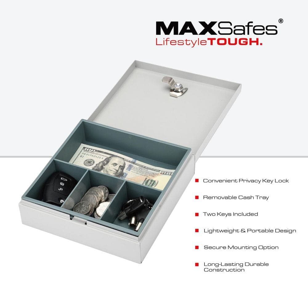 MAXSafes 0.04 cu. ft. Privacy Keylock Cash Box Safe in White (2)