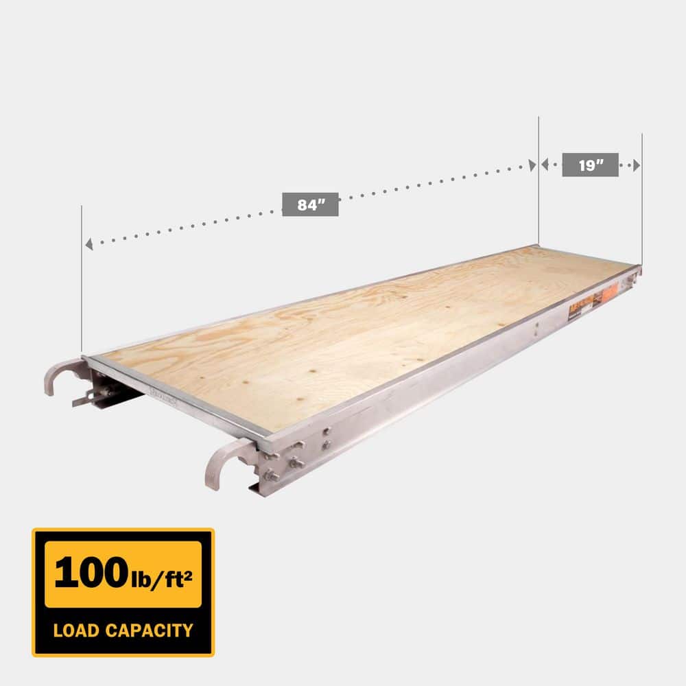 MetalTech 7 ft. L x 19 in. W Aluminum Scaffold Platform w/ 5/8 in. Plywood Plank, Reinforced Edge Capping for Standard, Arch Frame (3)