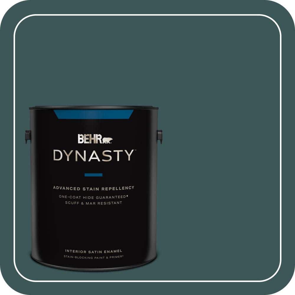 BEHR DYNASTY 1 gal. #PPU12-01 Abysse Satin Enamel Interior Stain-Blocking Paint and Primer