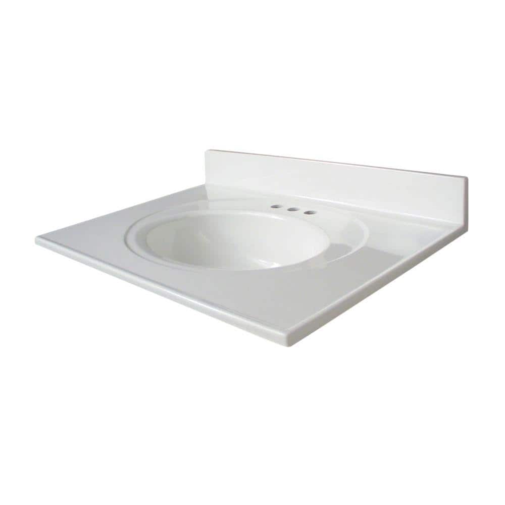 Glacier Bay Newport 37 in. W 22 in. D Cultured Marble Round Single Sink Vanity Top (3)
