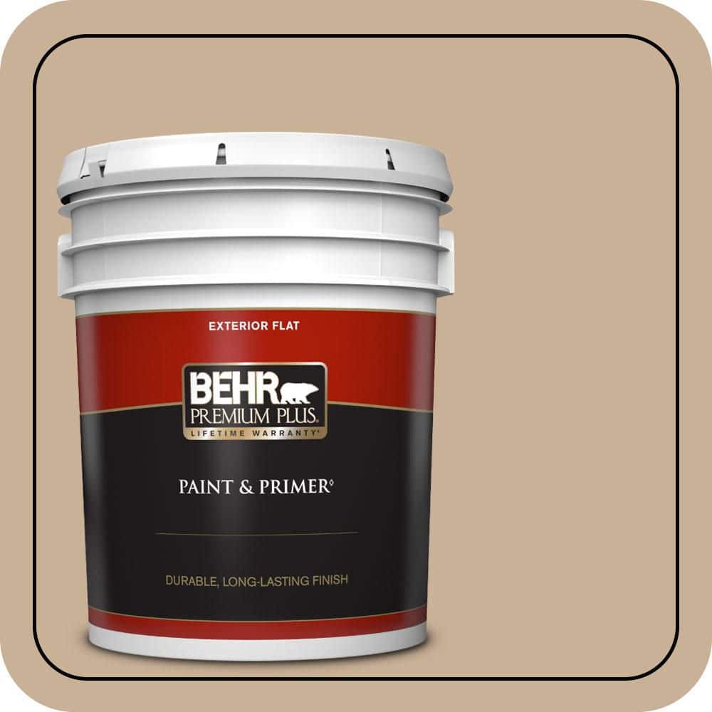 BEHR PREMIUM PLUS 5 gal. #MQ2-46 Basswood Flat Exterior Paint & Primer