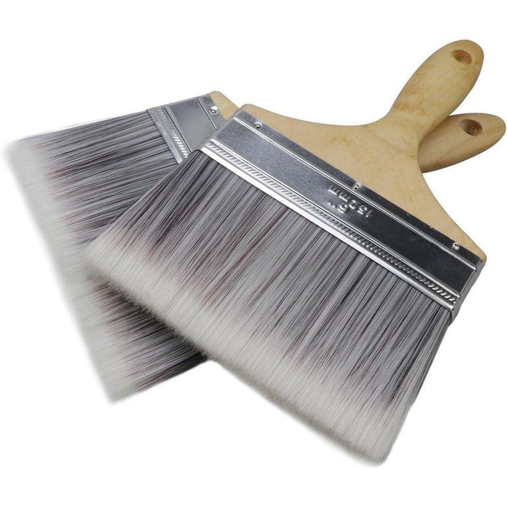 KIWDZFU 6 in. Soft Tip Bristle Paint Brush Set for Stain Varnish with Wood Handles 2-Pack