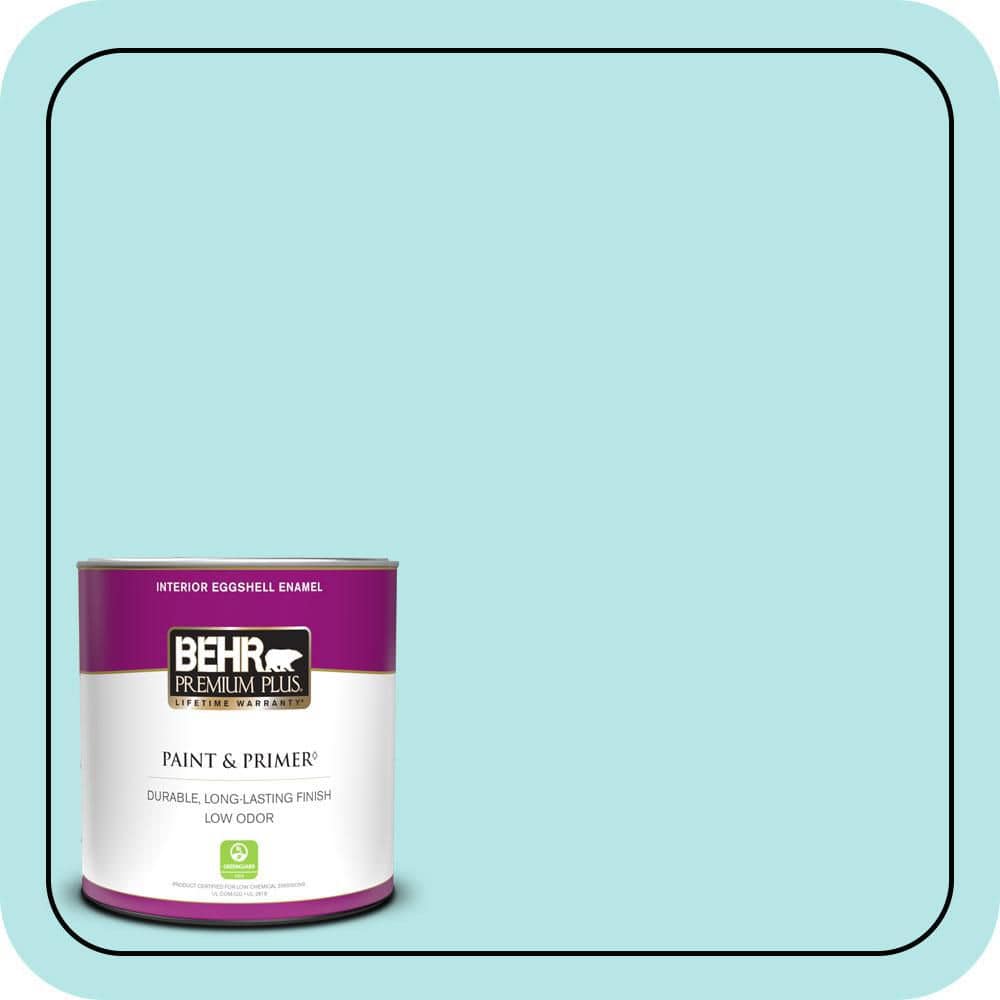 BEHR PREMIUM PLUS 1 qt. #500A-2 Refreshing Pool Eggshell Enamel Low Odor Interior Paint & Primer