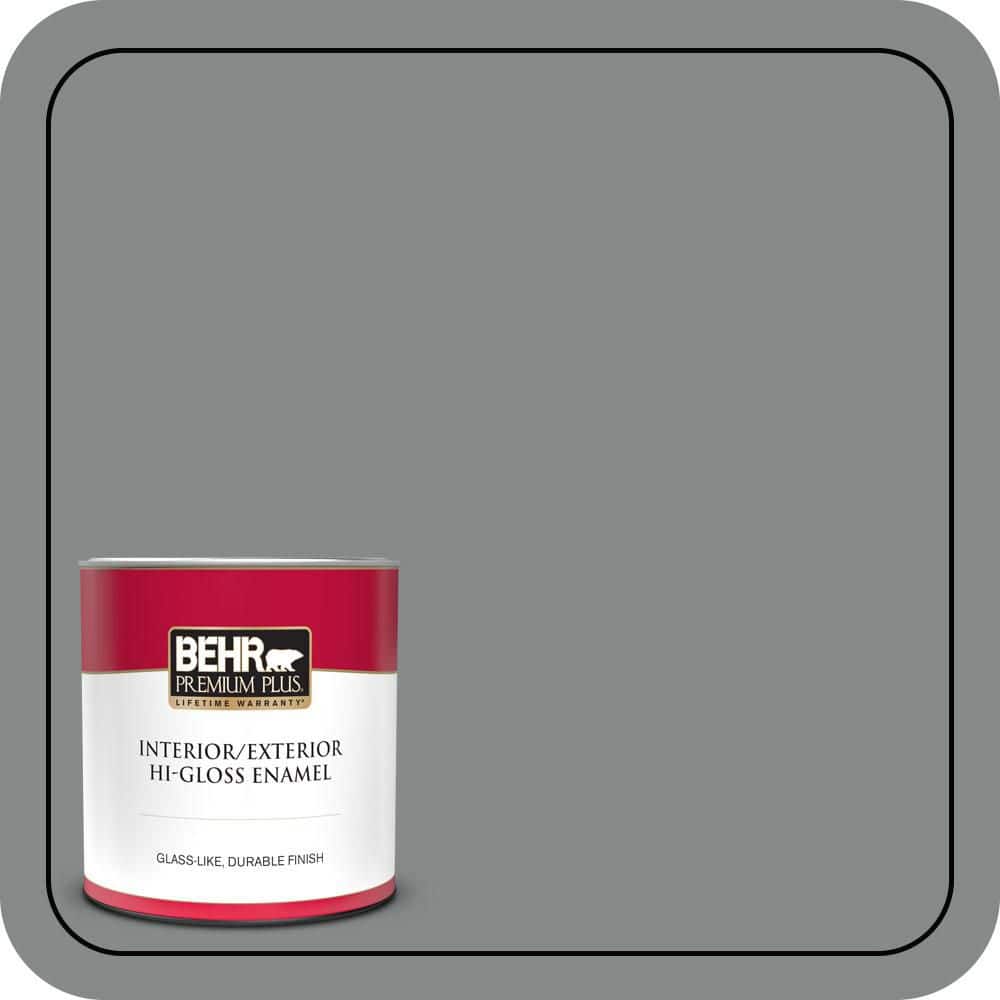 BEHR PREMIUM PLUS 1 qt. #N460-5 Slate Rock Hi-Gloss Enamel Interior/Exterior Paint & Primer (1)