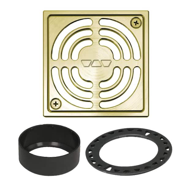 Schluter Kerdi-Drain 4 in. Brushed Brass Drain Grate Floor Installation Kit for Accessory